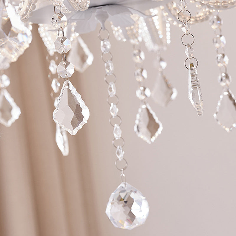 Elegant French Arched Crystal Chandelier with Candle-Style Tassels, 6-12 Lights for Bedroom & Living Room
