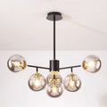 Stylish Black Iron Glass Round Chandelier for Bedroom & Living Room