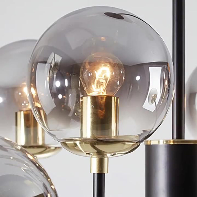 Stylish Black Iron Glass Round Chandelier for Bedroom & Living Room