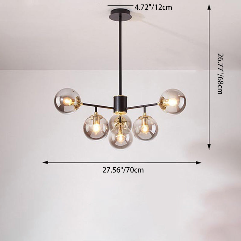 Stylish Black Iron Glass Round Chandelier for Bedroom & Living Room