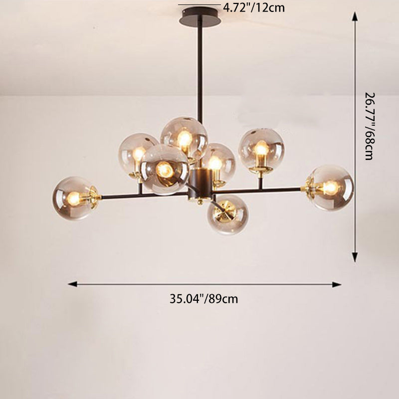 Stylish Black Iron Glass Round Chandelier for Bedroom & Living Room