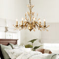 Elegant French Iron & Crystal Branch-Shape Chandelier for Living Room