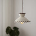 Rustic White Ceramic & Iron Cone Pendant Light for Bedroom Living Room