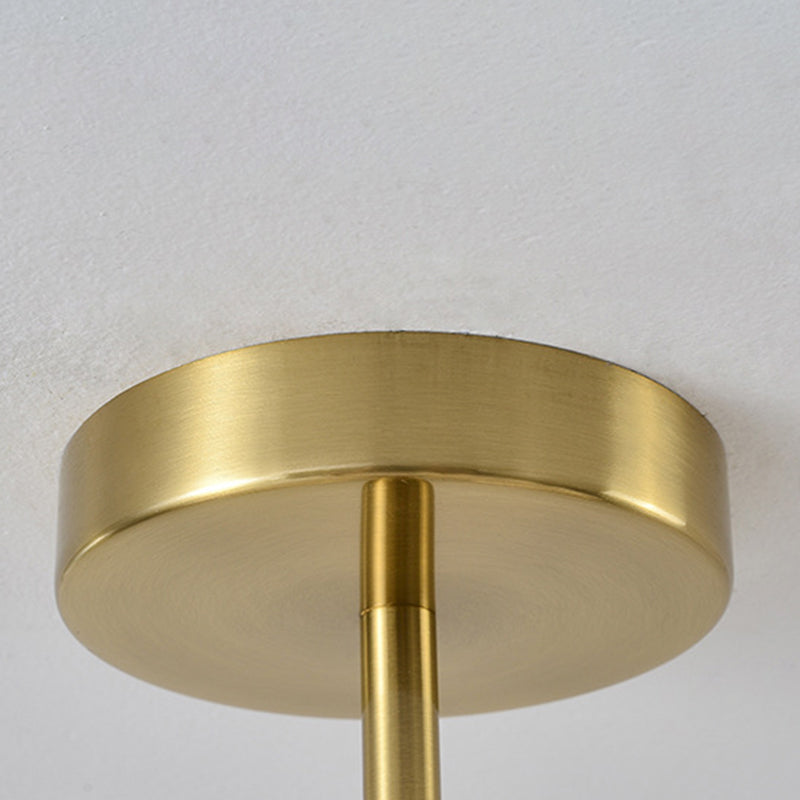 Mid-Century Modern Round Wood Glass Iron Chandelier for Bedroom Living Room