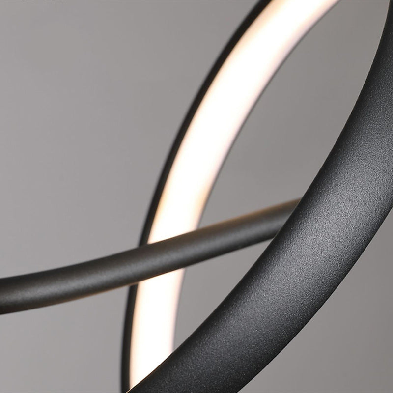 Modern Curved Linear LED Chandelier in Aluminum & Iron for Dining Room