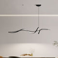 Modern Curved Linear LED Chandelier in Aluminum & Iron for Dining Room