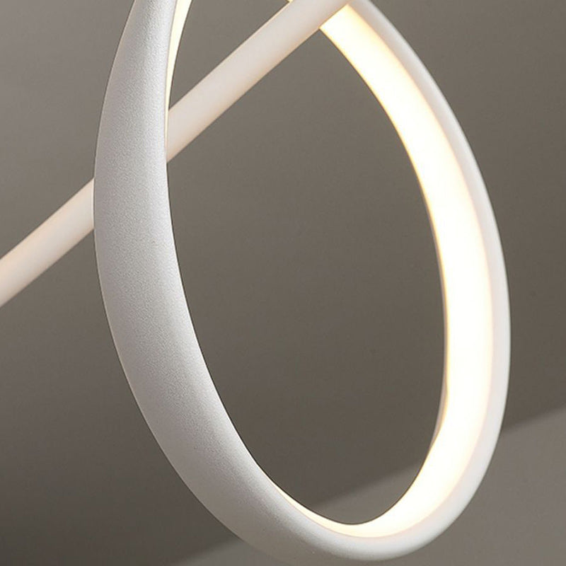 Modern Curved Linear LED Chandelier in Aluminum & Iron for Dining Room