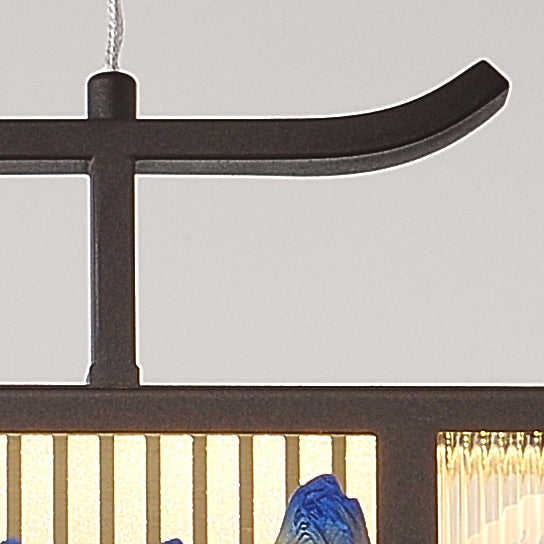 Elegant Black Iron & Stainless Steel Rectangular LED Chandelier for Dining Room & Living Room