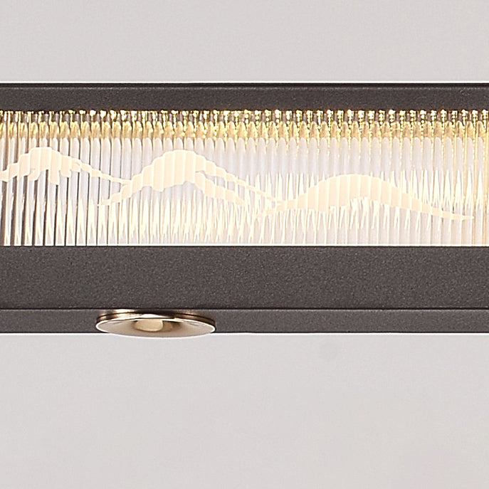 Elegant Black Iron & Stainless Steel Rectangular LED Chandelier for Dining Room & Living Room