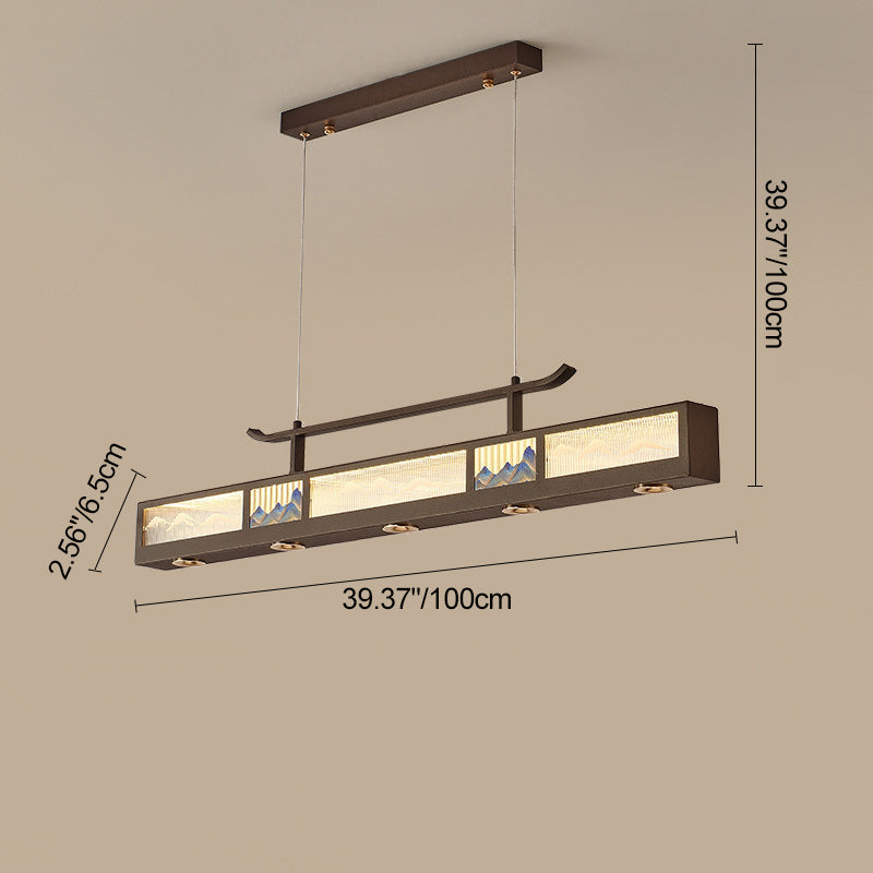 Elegant Black Iron & Stainless Steel Rectangular LED Chandelier for Dining Room & Living Room