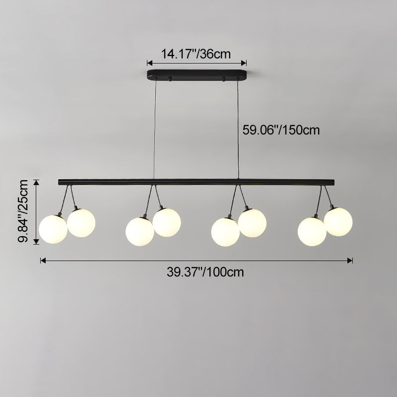 Nordic Style Iron and Glass 8/10/14-Light Linear Chandelier for Home