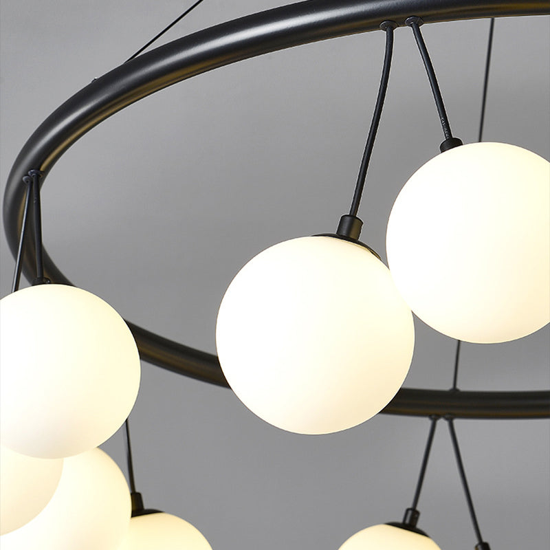 Nordic Style Iron and Glass 8/10/14-Light Linear Chandelier for Home