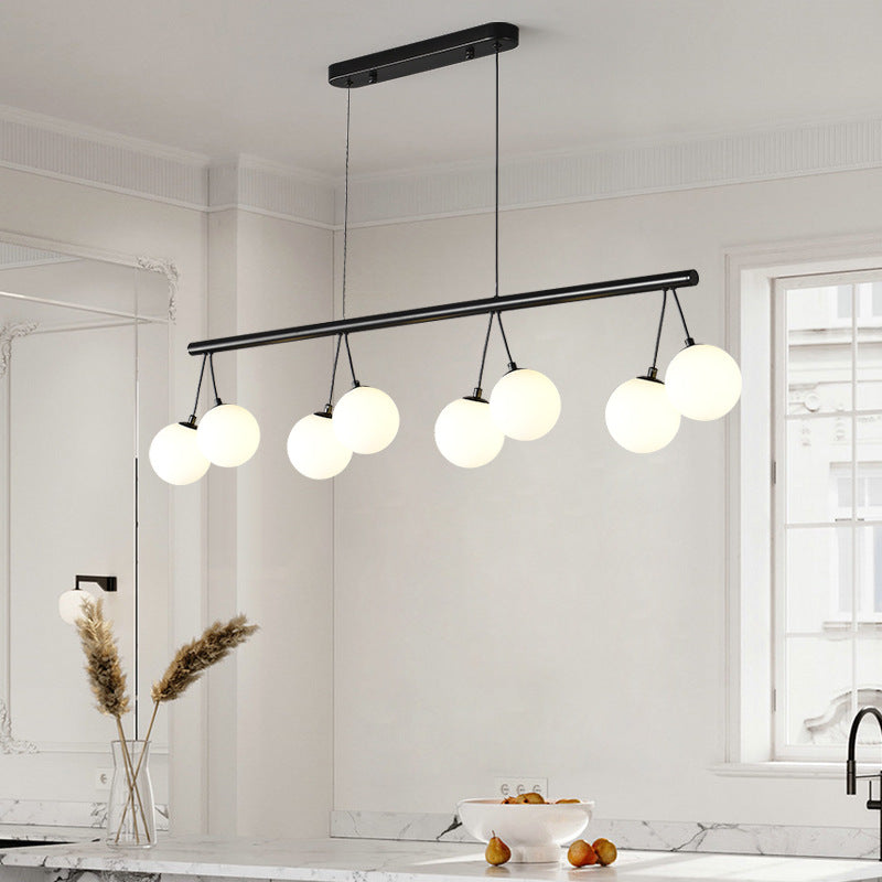 Nordic Style Iron and Glass 8/10/14-Light Linear Chandelier for Home