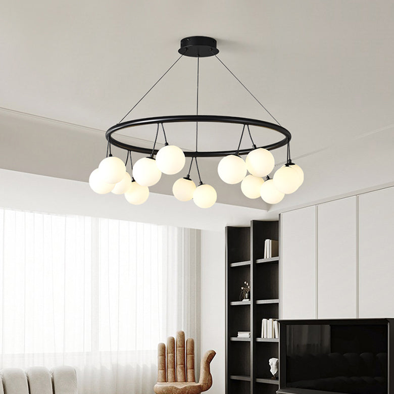 Nordic Style Iron and Glass 8/10/14-Light Linear Chandelier for Home