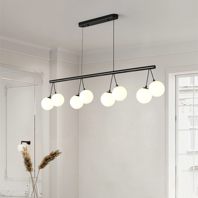 Nordic Style Iron and Glass 8/10/14-Light Linear Chandelier for Home