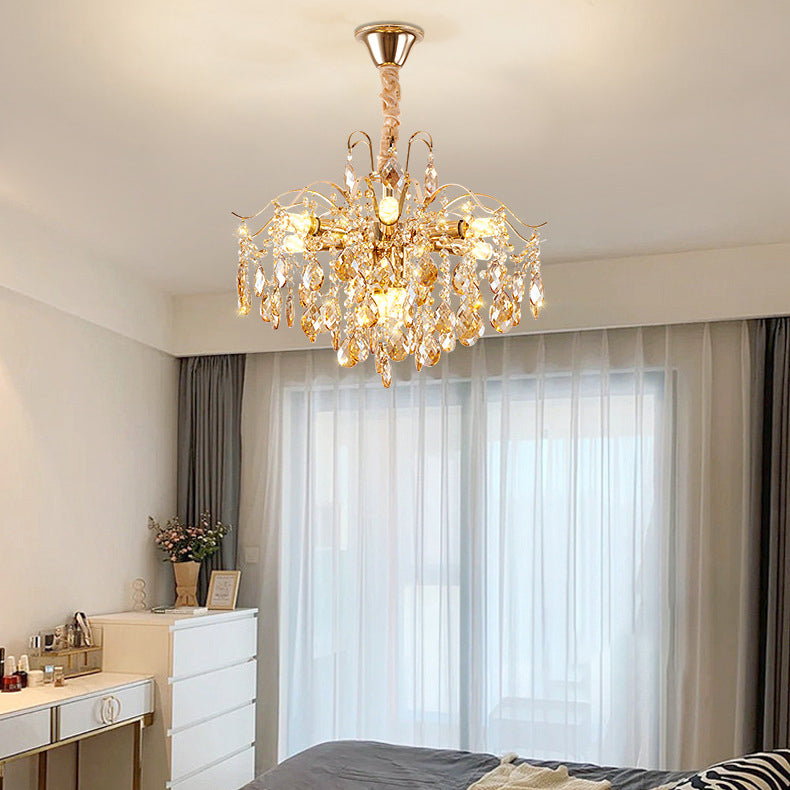 Elegant French Crystal & Iron Teardrop Chandelier for Bedroom & Living Room