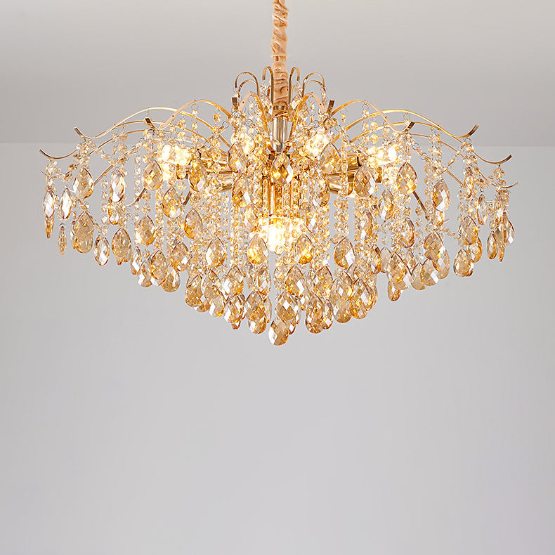 Elegant French Crystal & Iron Teardrop Chandelier for Bedroom & Living Room