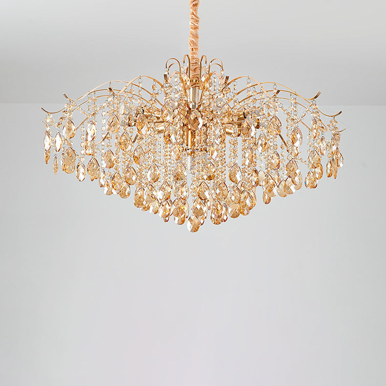 Elegant French Crystal & Iron Teardrop Chandelier for Bedroom & Living Room