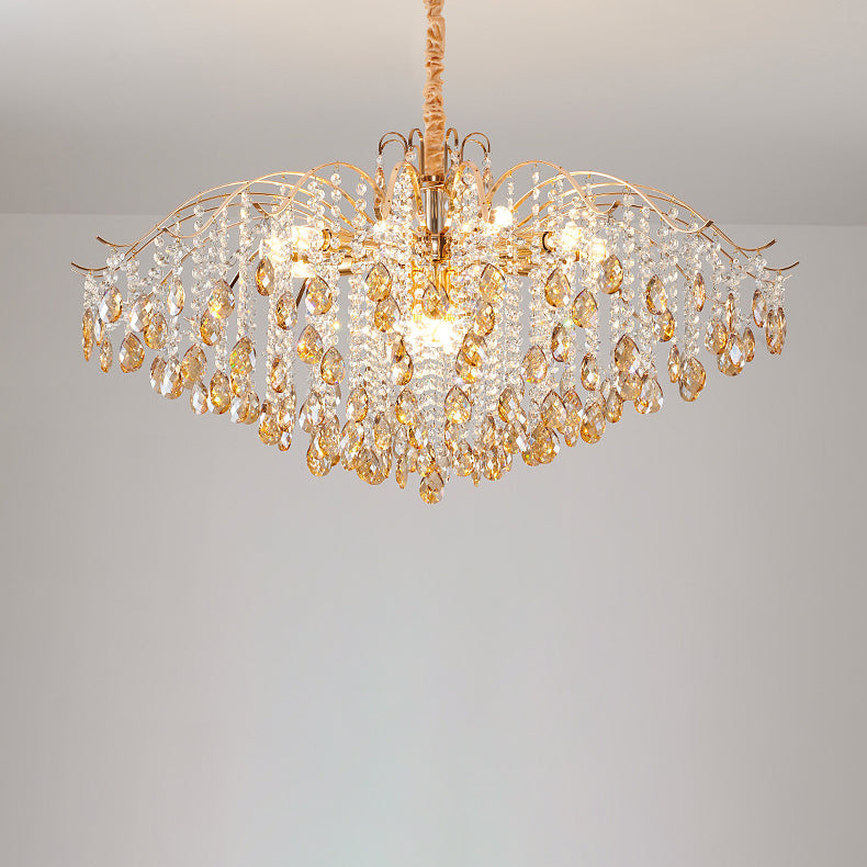Elegant French Crystal & Iron Teardrop Chandelier for Bedroom & Living Room