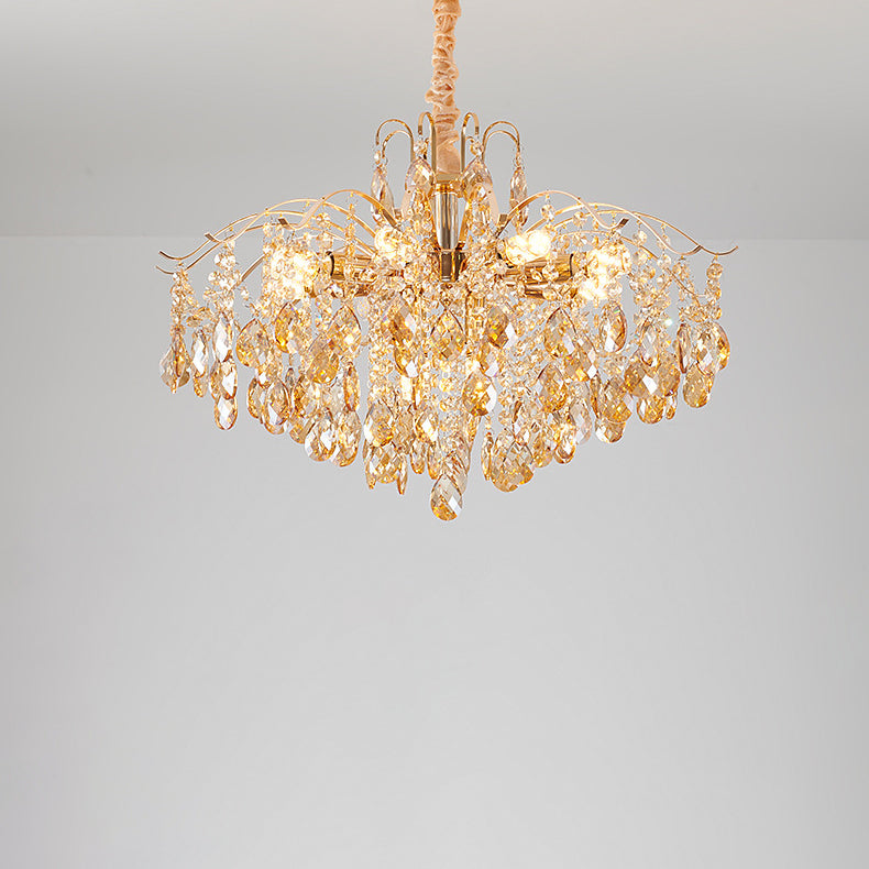 Elegant French Crystal & Iron Teardrop Chandelier for Bedroom & Living Room