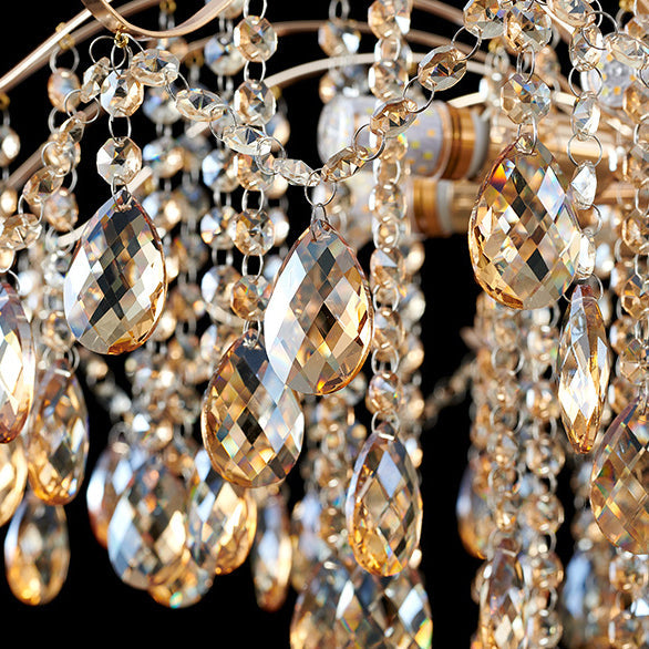 Elegant French Crystal & Iron Teardrop Chandelier for Bedroom & Living Room