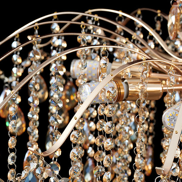 Elegant French Crystal & Iron Teardrop Chandelier for Bedroom & Living Room