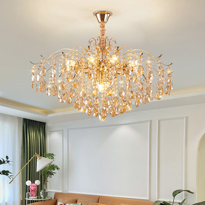 Elegant French Crystal & Iron Teardrop Chandelier for Bedroom & Living Room