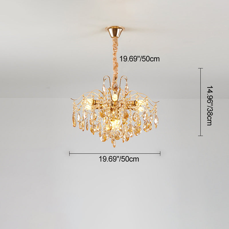 Elegant French Crystal & Iron Teardrop Chandelier for Bedroom & Living Room