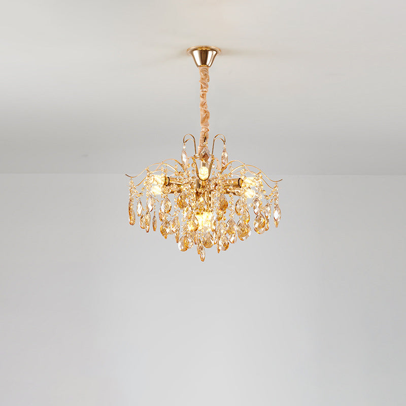 Elegant French Crystal & Iron Teardrop Chandelier for Bedroom & Living Room