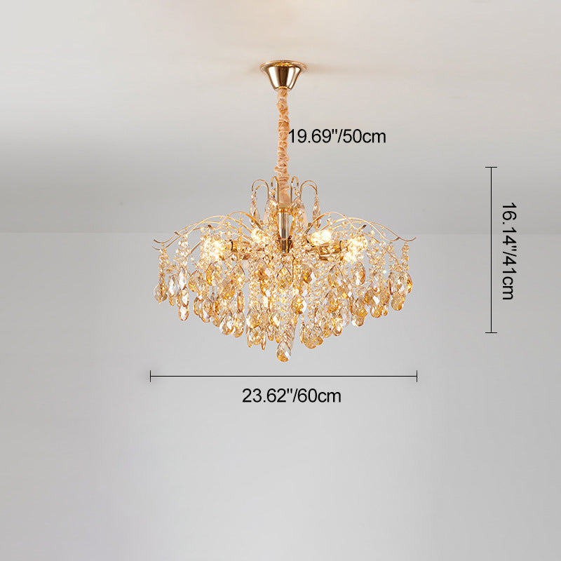 Elegant French Crystal & Iron Teardrop Chandelier for Bedroom & Living Room