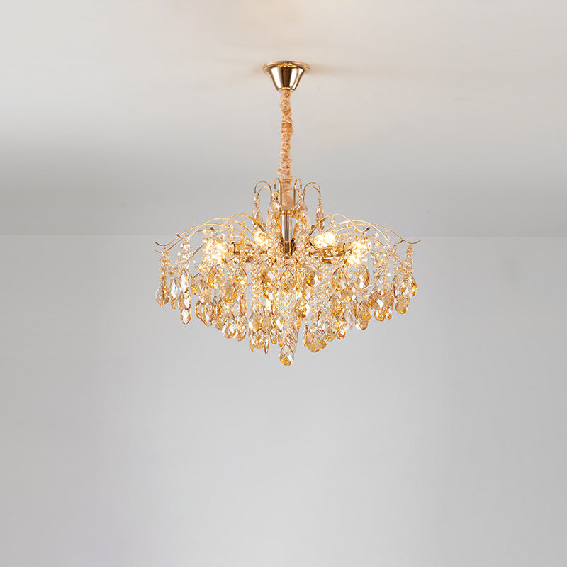 Elegant French Crystal & Iron Teardrop Chandelier for Bedroom & Living Room