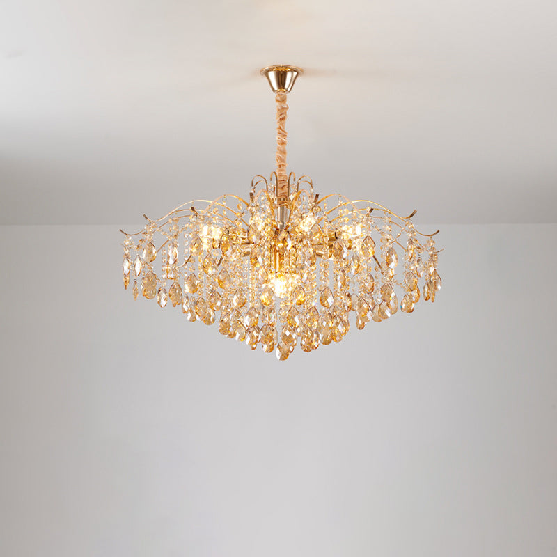 Elegant French Crystal & Iron Teardrop Chandelier for Bedroom & Living Room