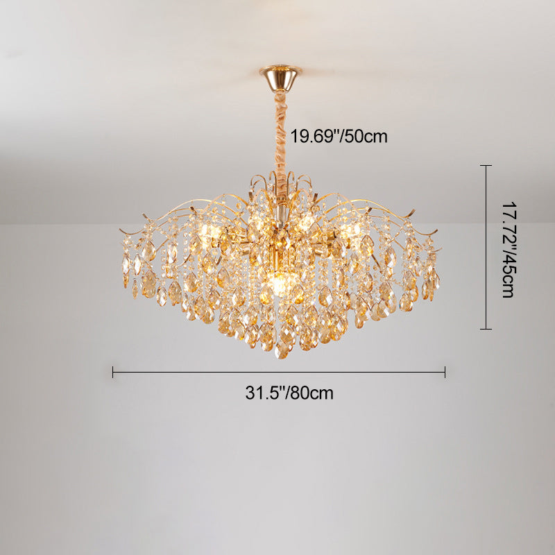 Elegant French Crystal & Iron Teardrop Chandelier for Bedroom & Living Room