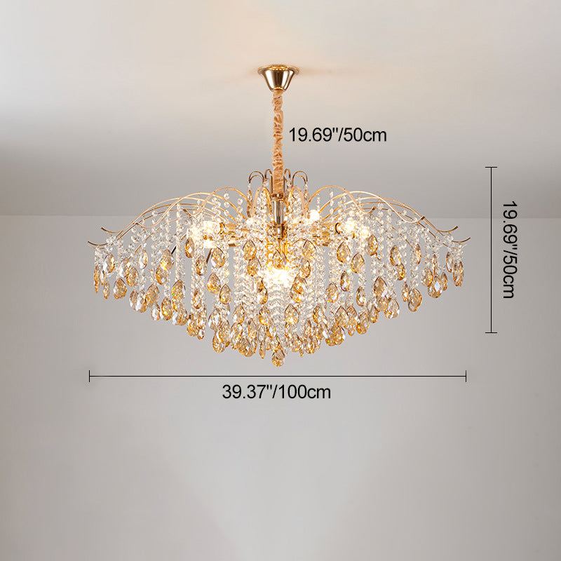 Elegant French Crystal & Iron Teardrop Chandelier for Bedroom & Living Room