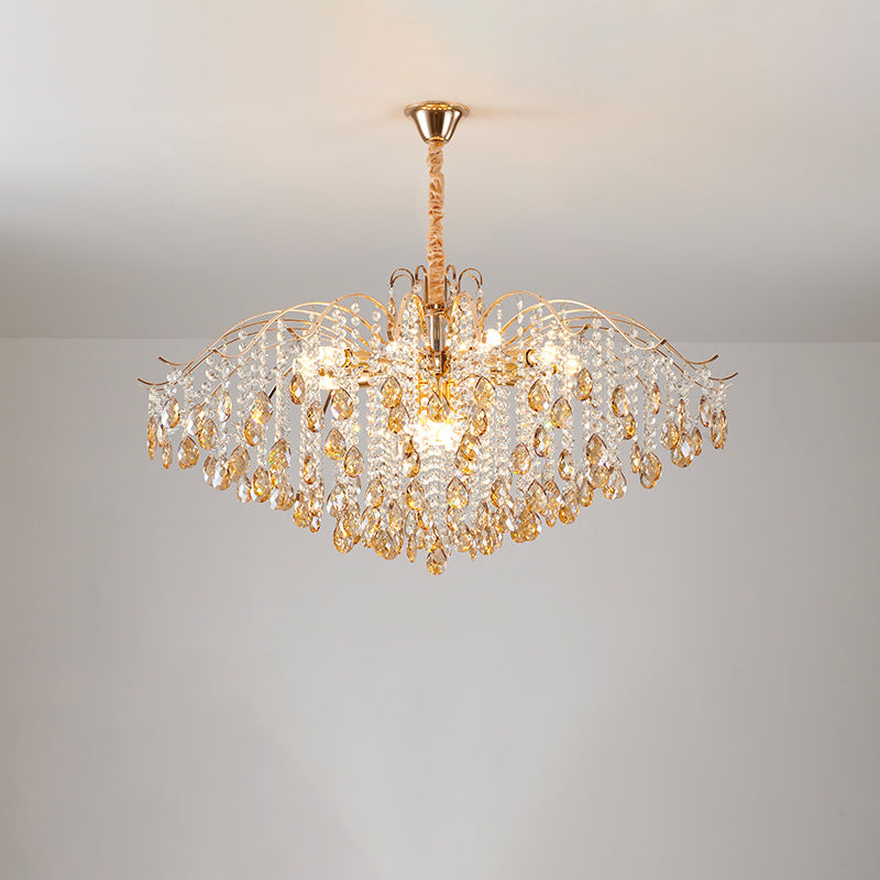 Elegant French Crystal & Iron Teardrop Chandelier for Bedroom & Living Room