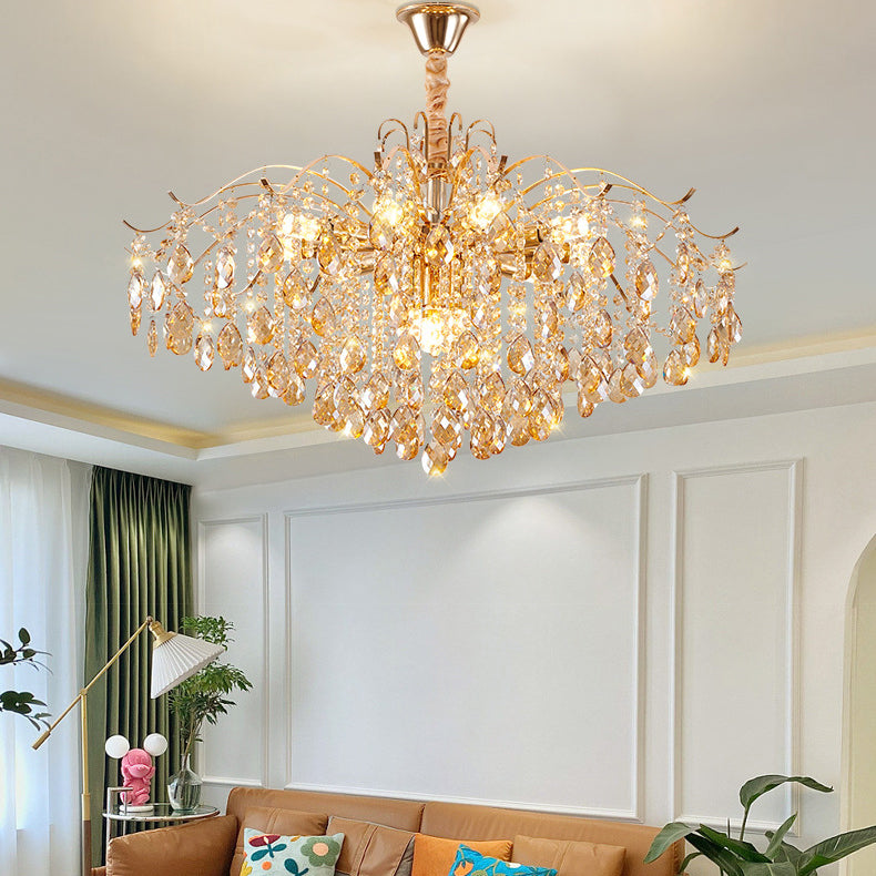 Elegant French Crystal & Iron Teardrop Chandelier for Bedroom & Living Room