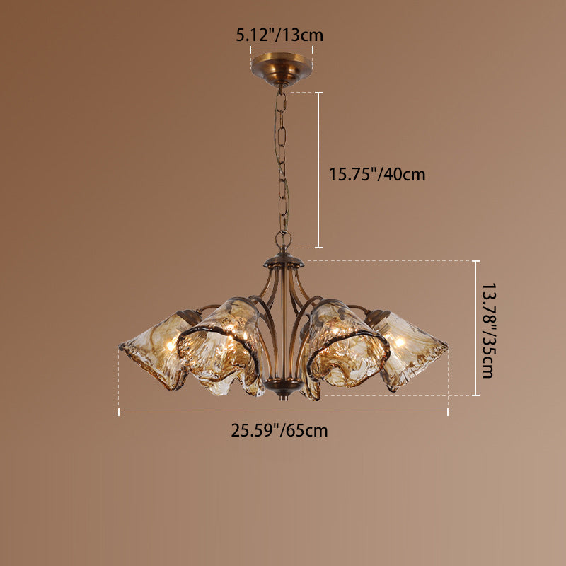 Vintage Copper & Glass Cone 6/8-Light Chandelier for Dining Spaces