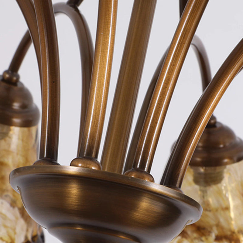 Vintage Copper & Glass Cone 6/8-Light Chandelier for Dining Spaces