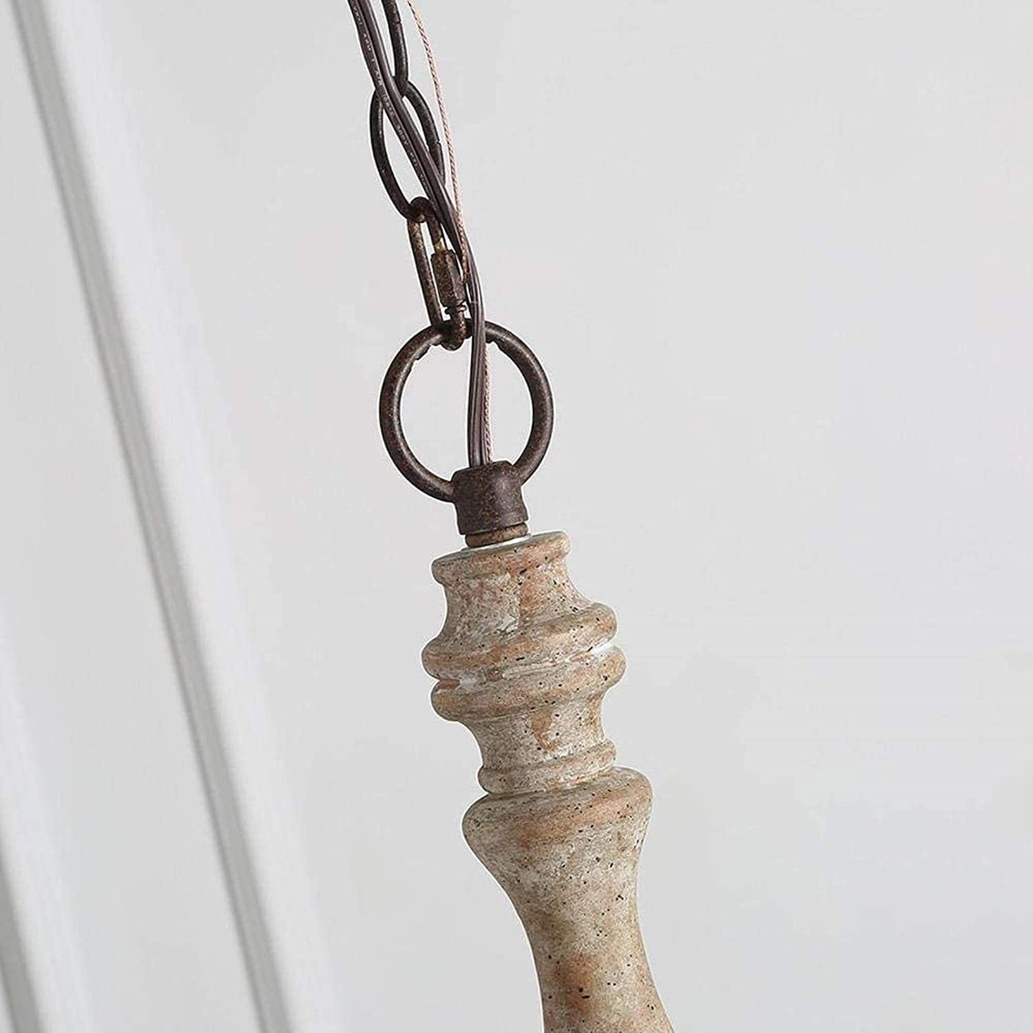 Rustic Wood and Iron 5-Light Round Chandelier for Farmhouse Living Room
