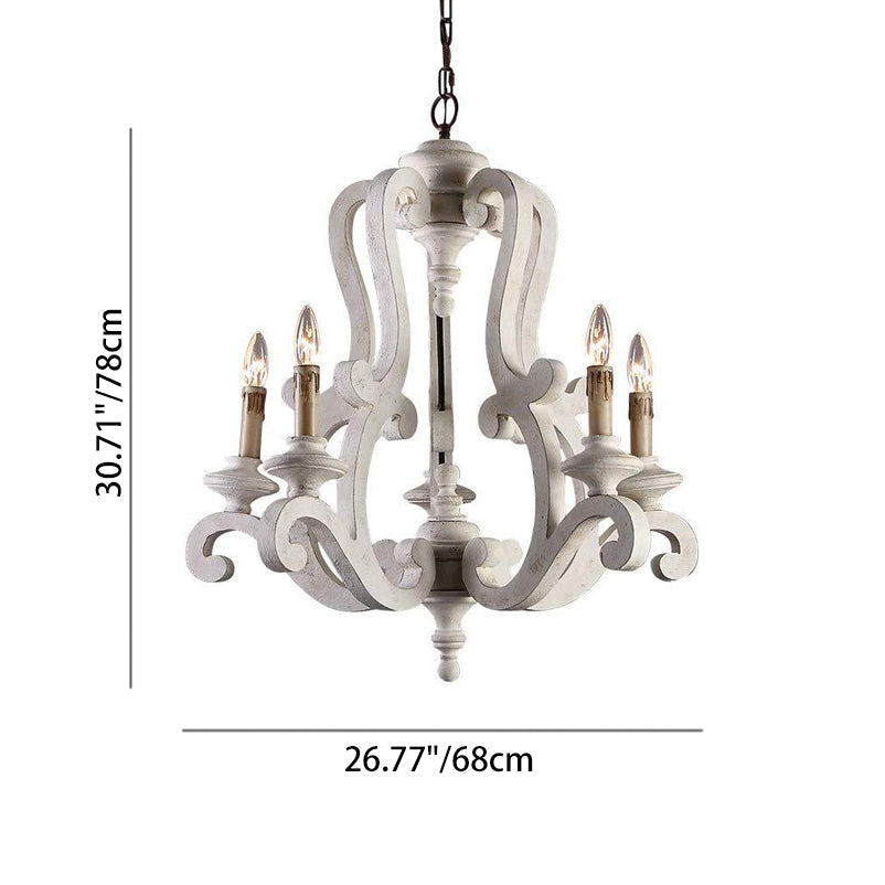 Rustic Wood & Metal Branch 5-Light Chandelier for Farmhouse Living Room