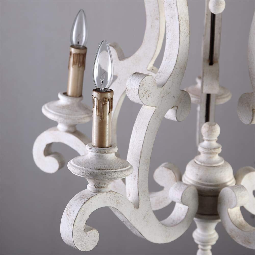Rustic Wood & Metal Branch 5-Light Chandelier for Farmhouse Living Room