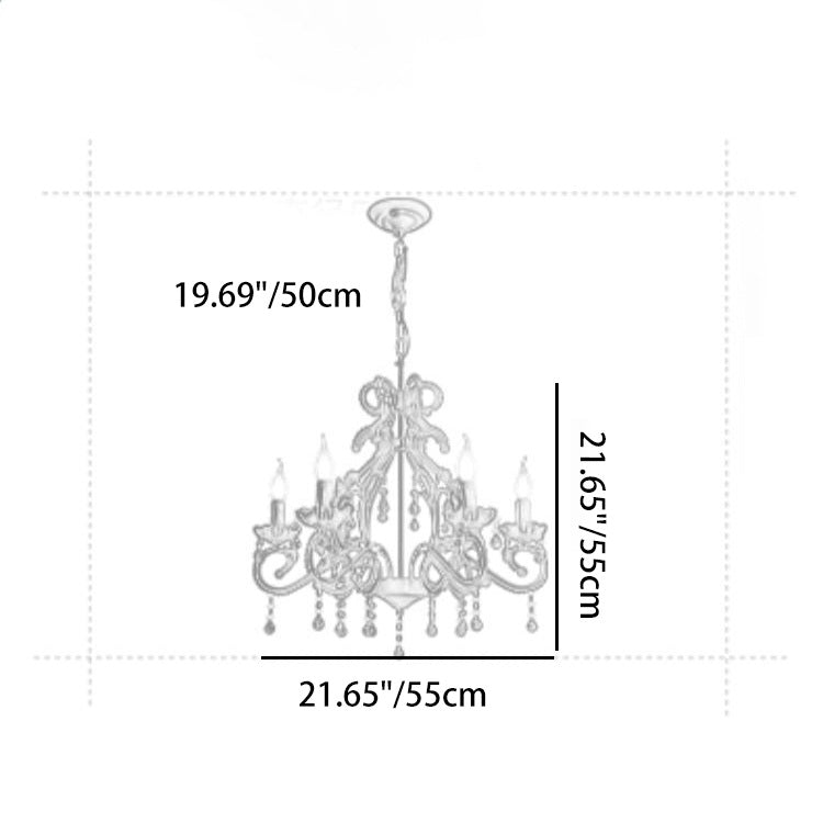 Rustic Farmhouse 6-Light Crystal Iron Branch Chandelier for Dining Room
