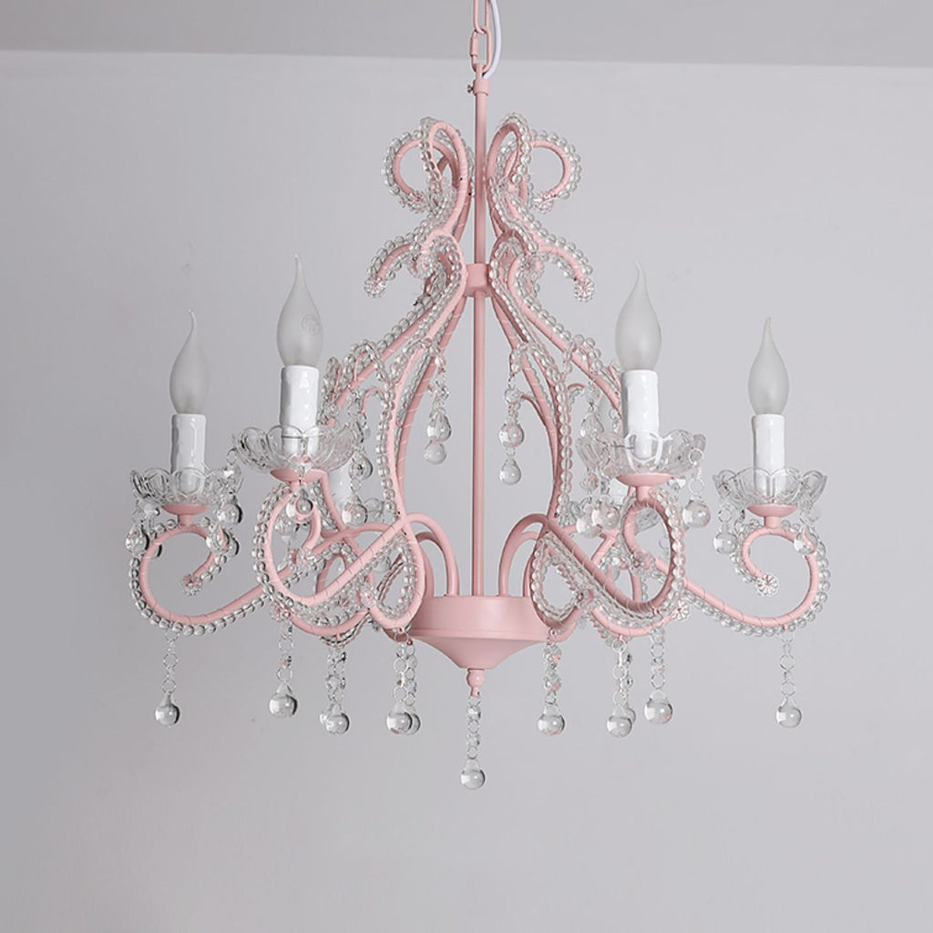 Rustic Farmhouse 6-Light Crystal Iron Branch Chandelier for Dining Room