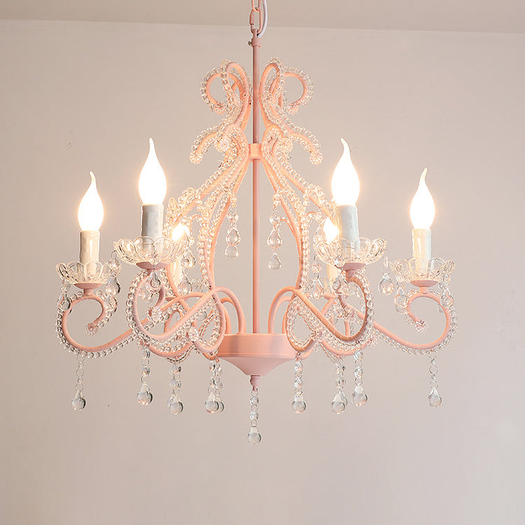 Rustic Farmhouse 6-Light Crystal Iron Branch Chandelier for Dining Room