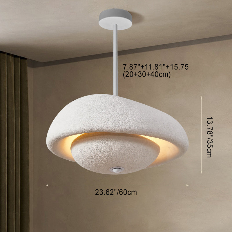 Irregular Round Traditional Japanese Resin 3-Light Chandelier for Home