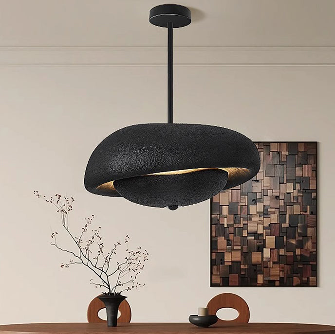 Irregular Round Traditional Japanese Resin 3-Light Chandelier for Home
