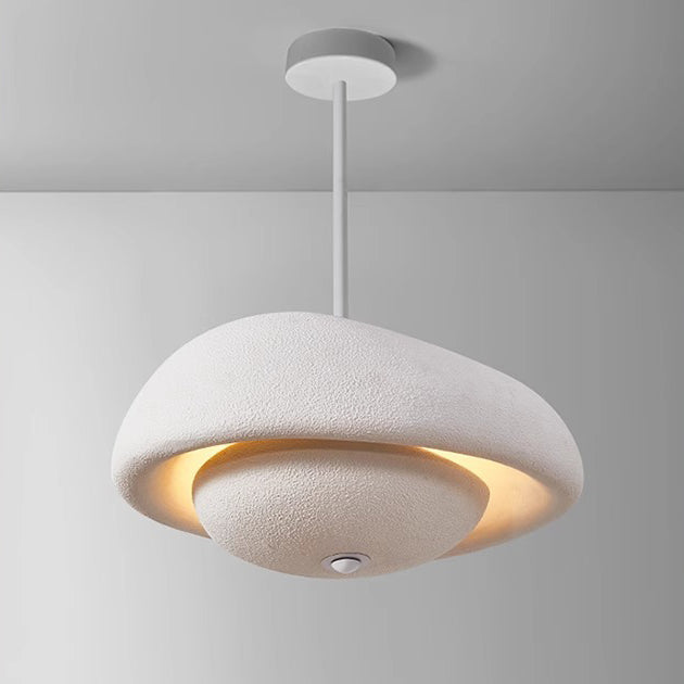 Irregular Round Traditional Japanese Resin 3-Light Chandelier for Home