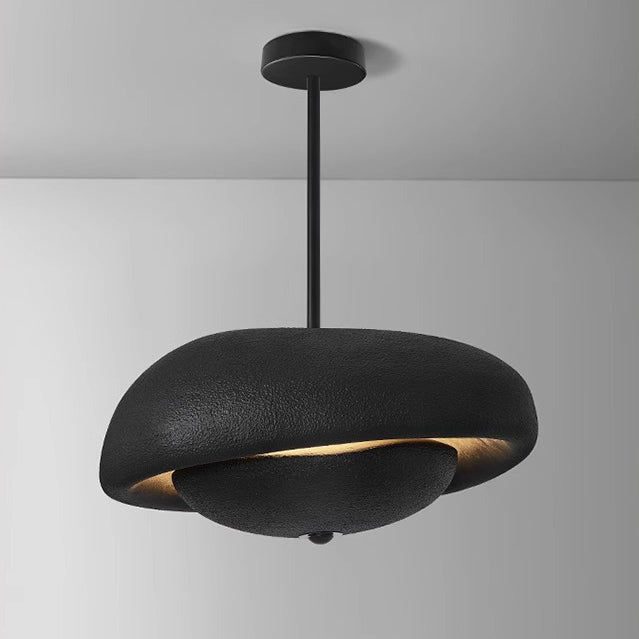 Irregular Round Traditional Japanese Resin 3-Light Chandelier for Home