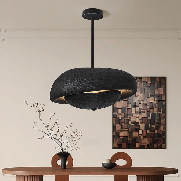 Irregular Round Traditional Japanese Resin 3-Light Chandelier for Home