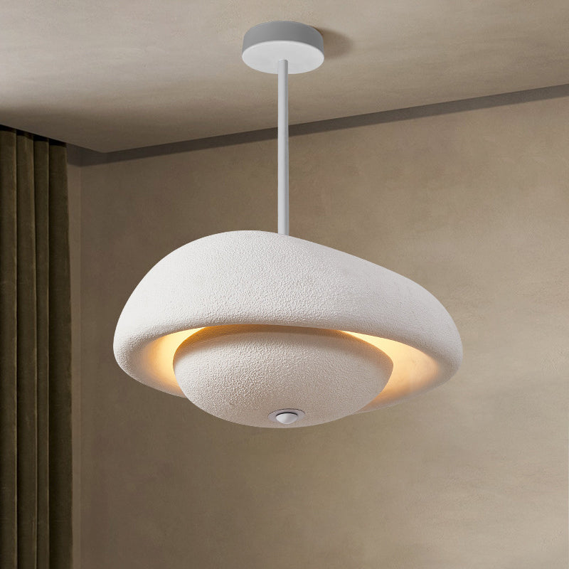 Irregular Round Traditional Japanese Resin 3-Light Chandelier for Home